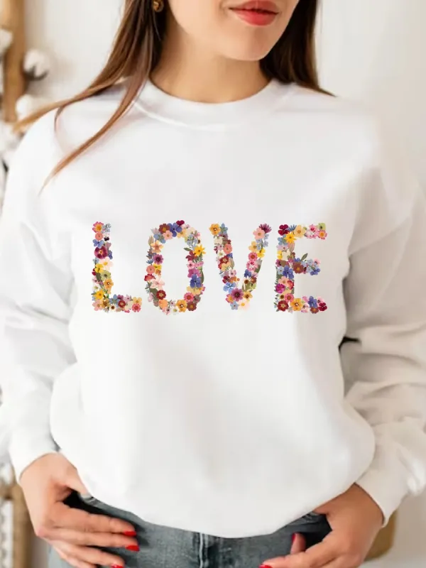Floral LOVE Print Sweatshirt