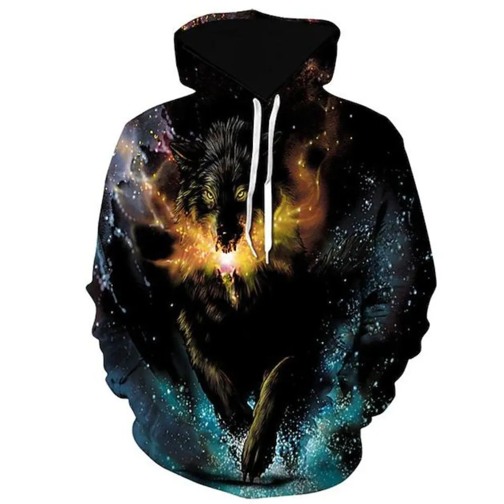 3D Graphic Printed Hoodies Wolf