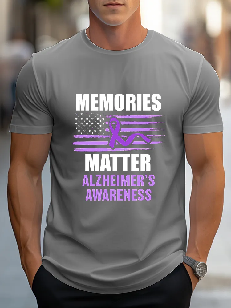 Men's T Shirt I Wear Purple For Alzheimer's Awareness