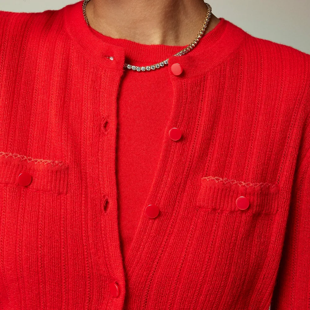 Cashmere Pointelle Shrunken Cardigans