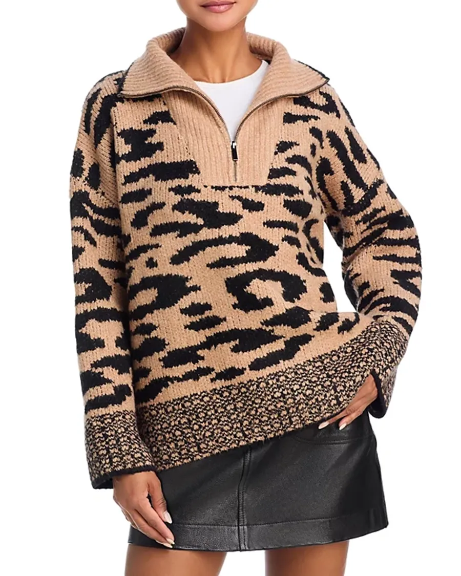 Half Zip Leopard Long sleeves Sweater