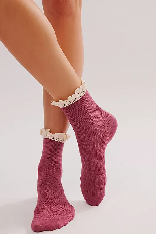 Waffle Knit Ankle Socks