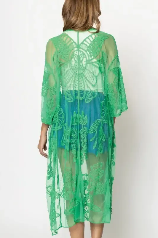 Butterfly Pattern Lace Kimono  choice of colors