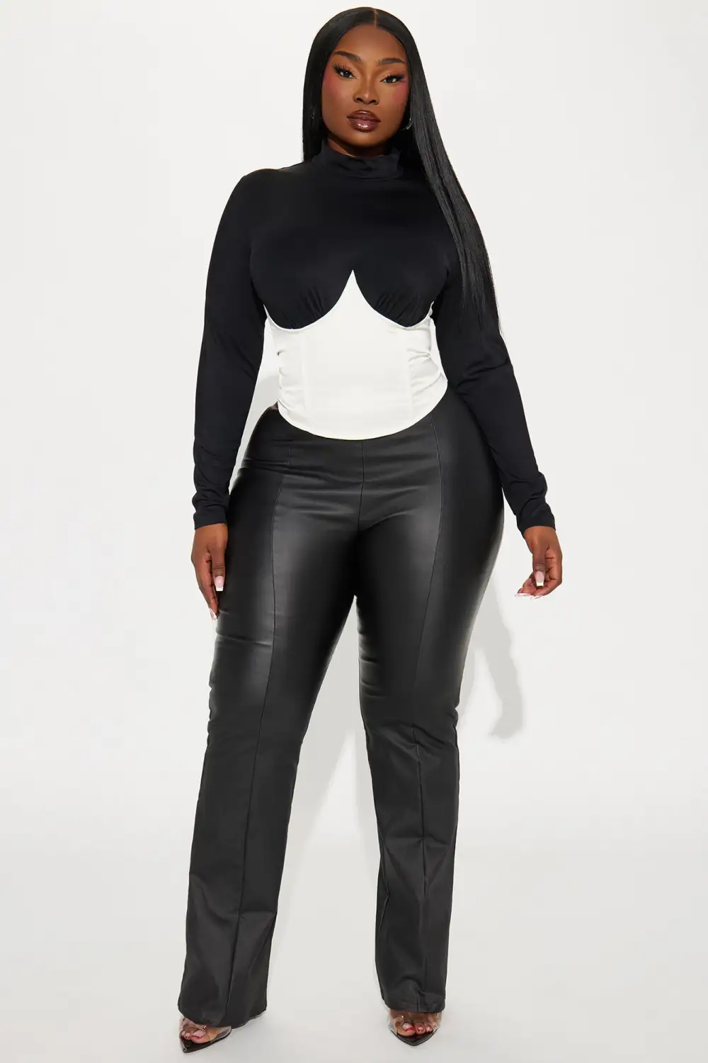 Hailey Satin Corset Top - Black/combo