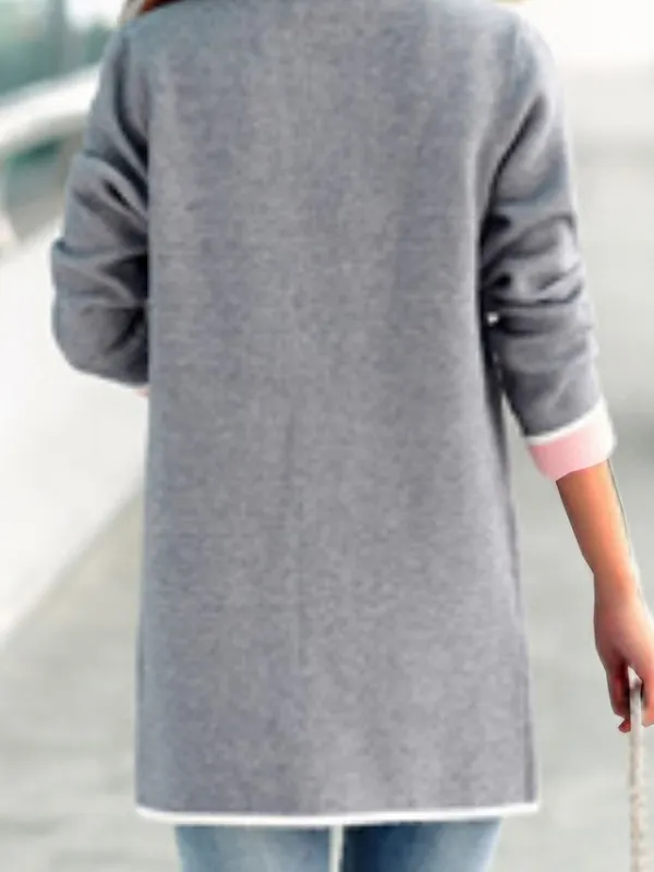 Women's Winter Coat Fall Warm Cardigan Stand Collar Trench Coat with Pocket Plain Breathable Street Daily Wear Fashion Casual Loose Fit Outerwear Long Sleeve Pink Rose Red Gray M L XL XXL 3XL 4XL