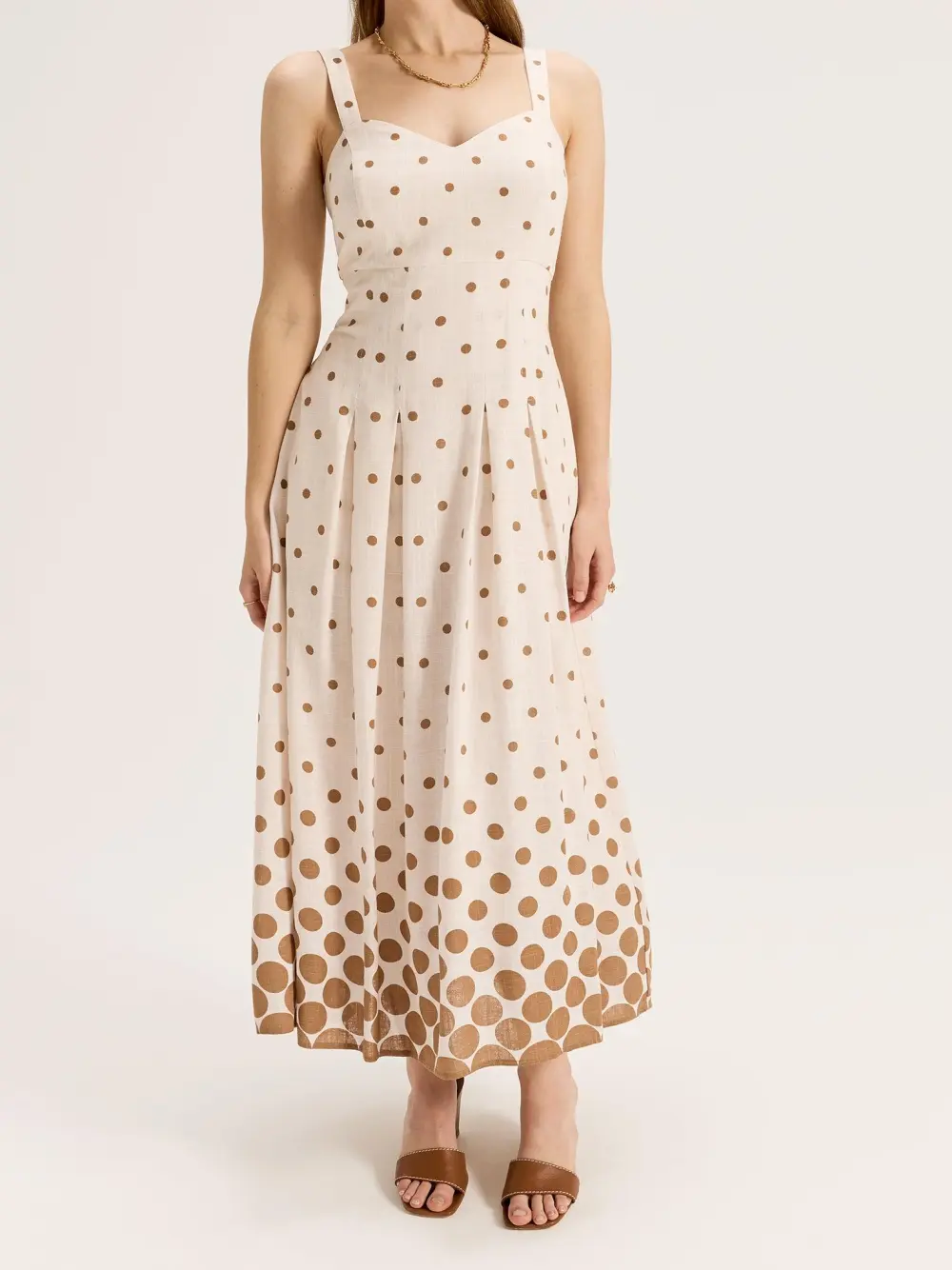 Ivory Spot Strapless Maxi Dresses