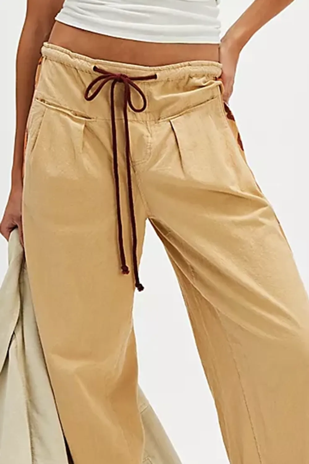Drawstring Waist Wide Leg Pants