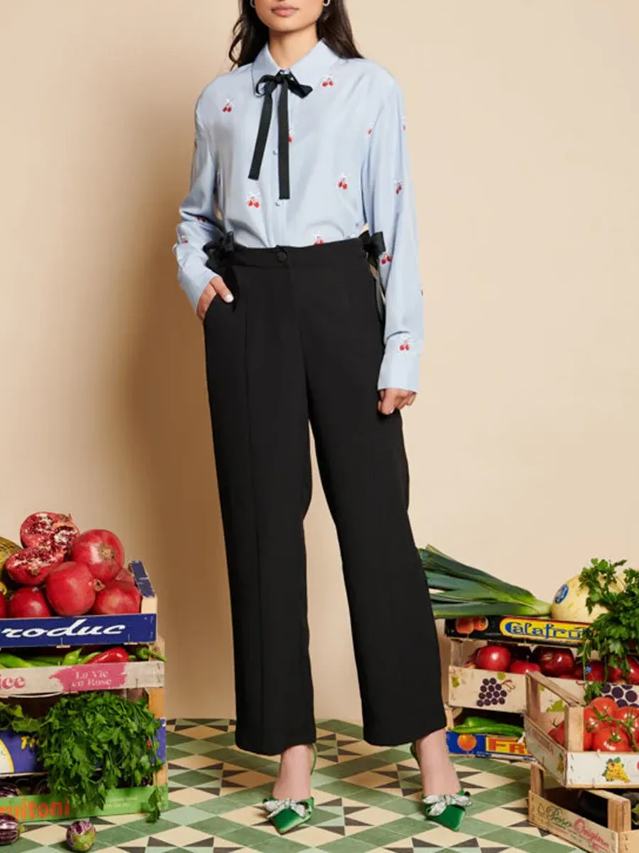 Wide-Leg Bow Trousers