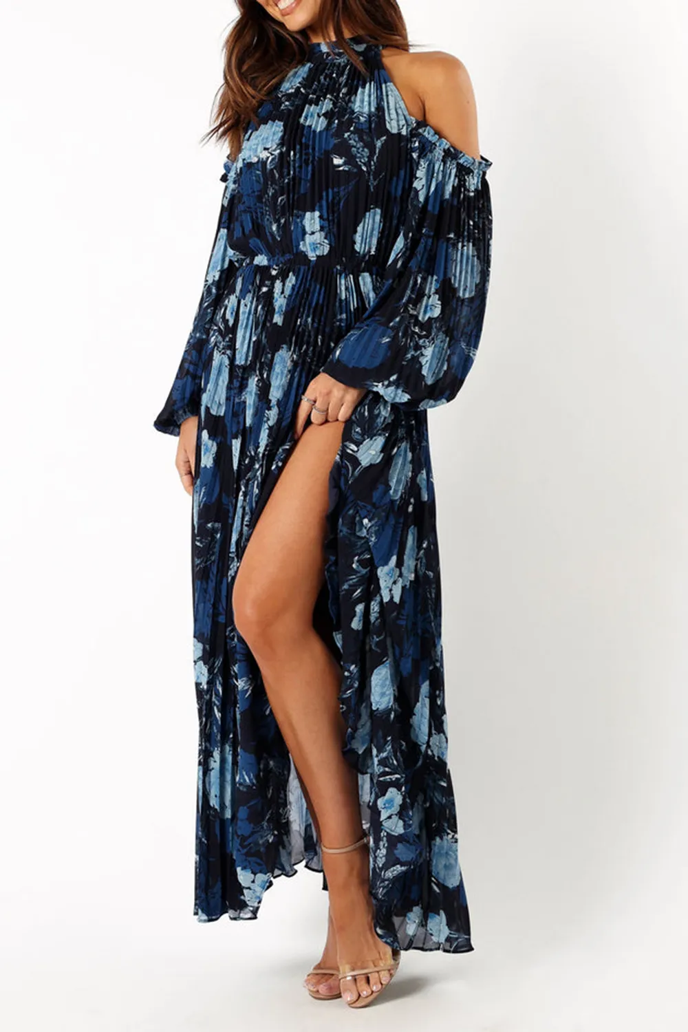 OFF-THE-SHOULDER TRUMPET SLEEVE DRESS