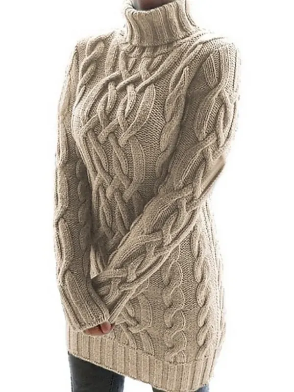 Women's Sweater Dress Jumper Dress Winter Dress Knitwear Basic Casual Solid Color Daily Going out Weekend Turtleneck Long Sleeve Regular Fit Black White Purple S M L XL