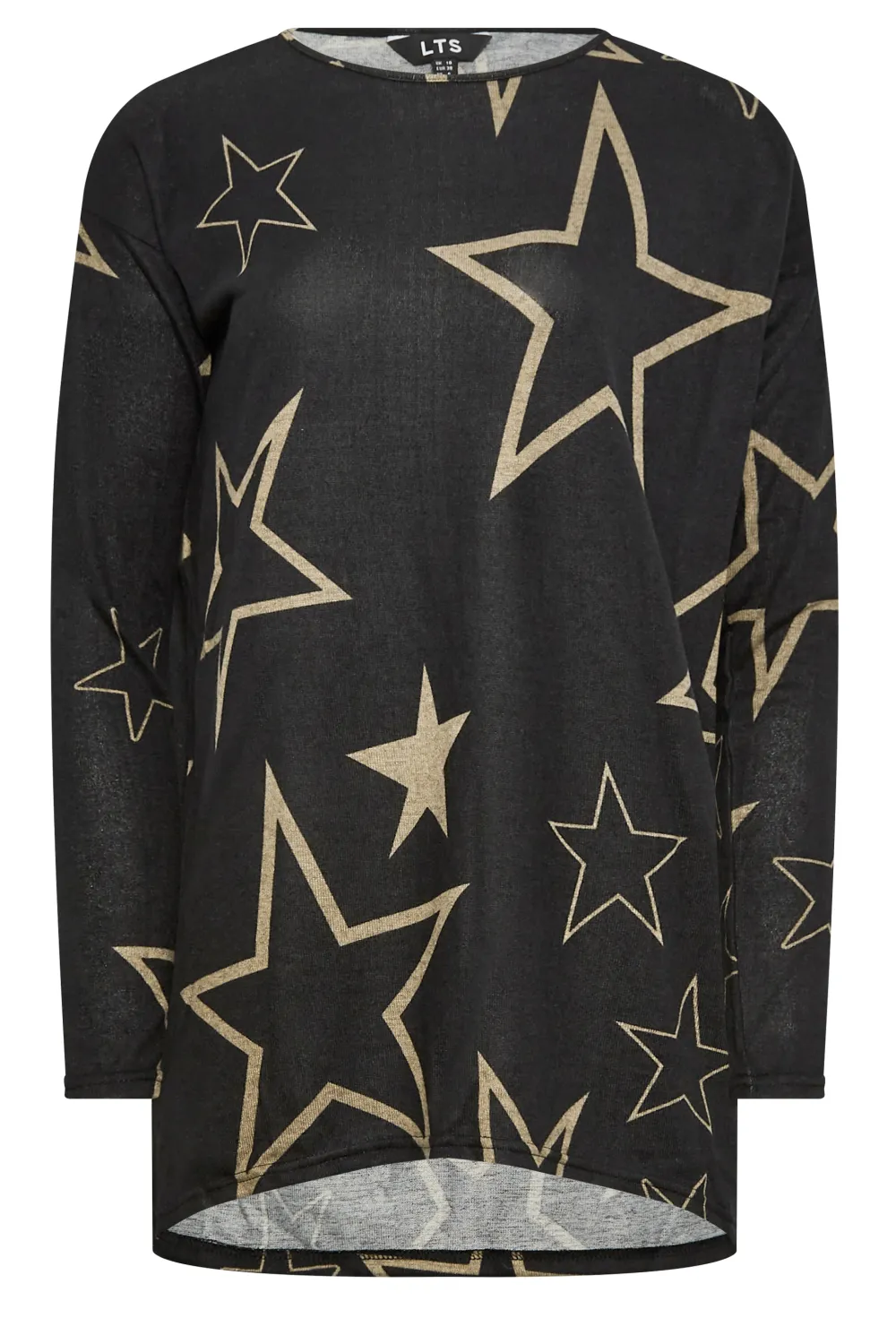 LTS Tall Black Star Print Drop Shoulder Jumper