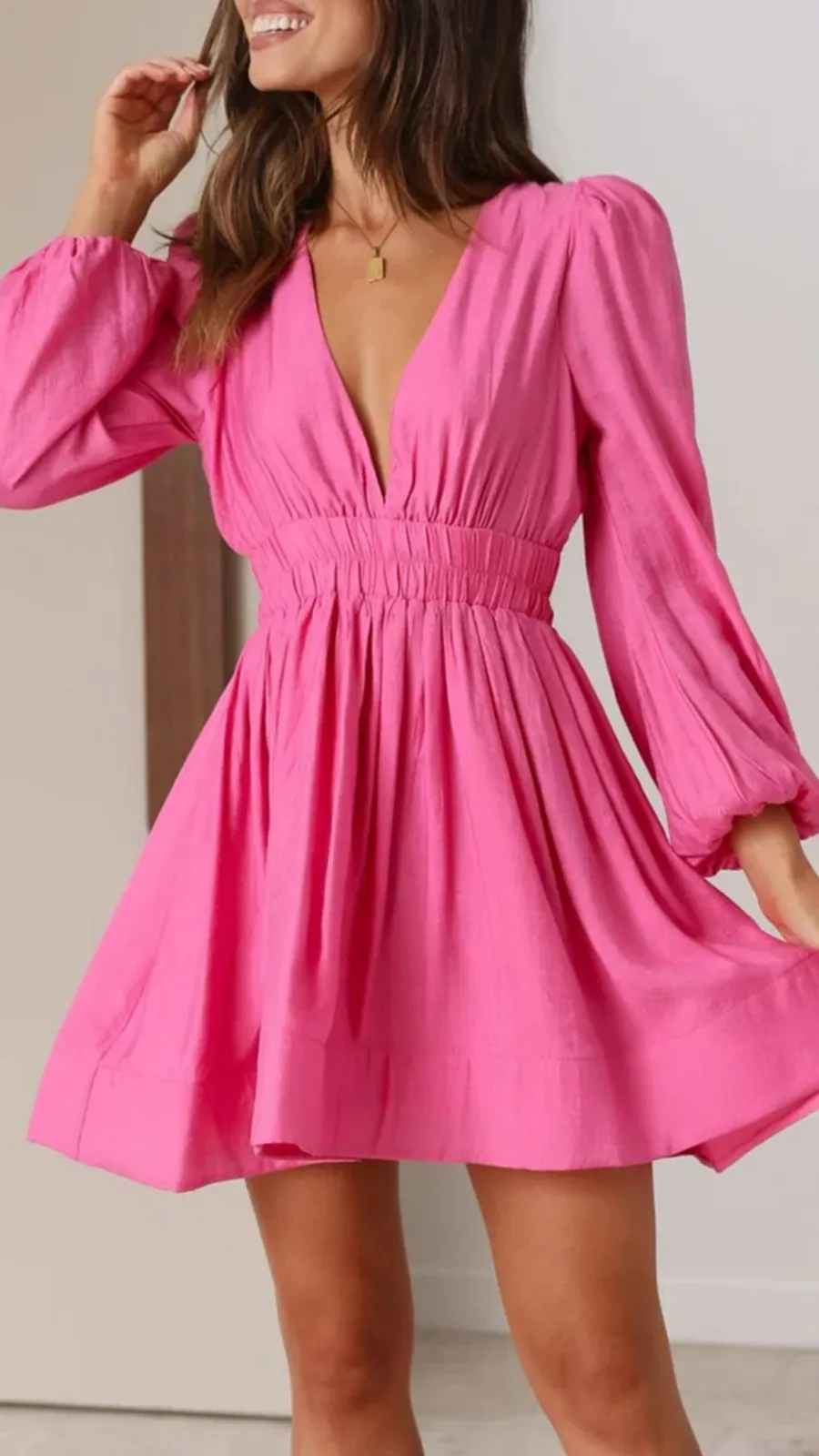 Elasticated Waist Band Mini Dress