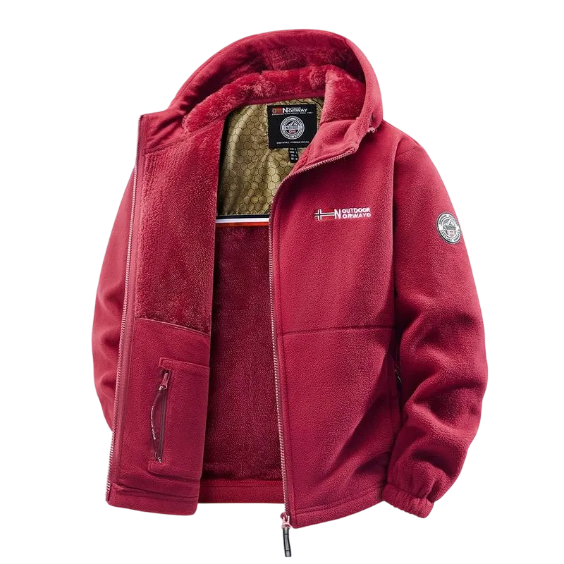 Men'S Outdoor Heavyweight Fleece Jacket&Men's Winter Outdoor Sports Fleece Pants-2 price set - Double-Sided Warm Hooded Coat With Full Zip, Multi Pockets & Machine Washable Polyester For Camping Hiking Casual Wear