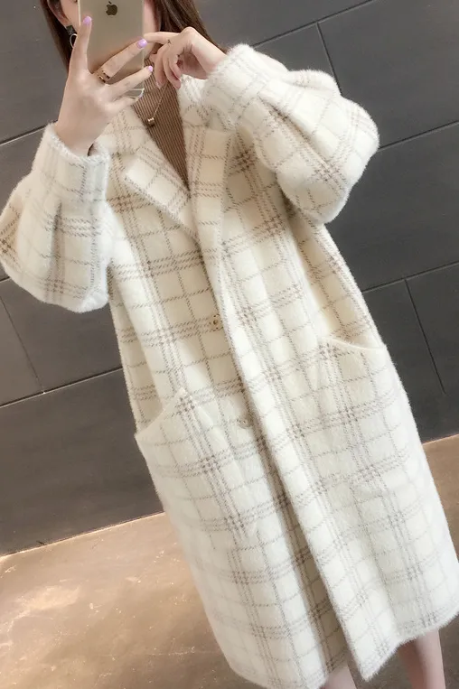 Oversized Faux Mink long lapel coat