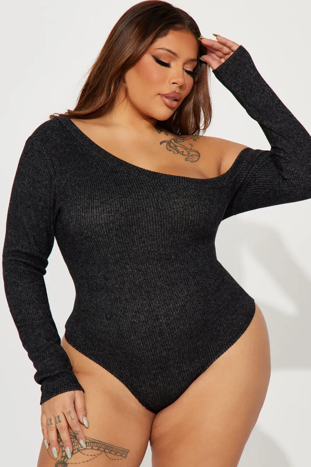 Christine One Shoulder Bodysuit - Black