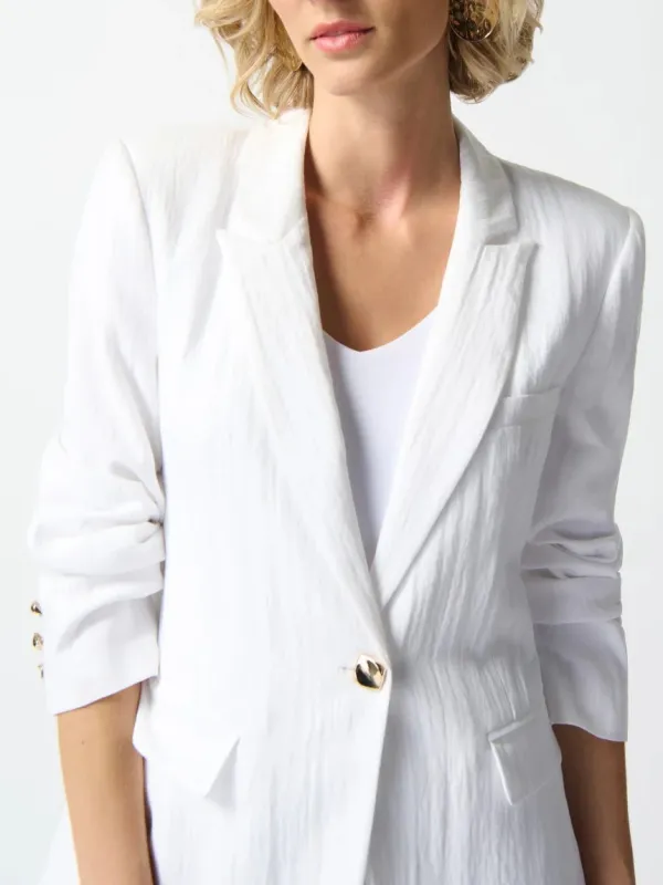 Crisp White Fitted Woven Blazer