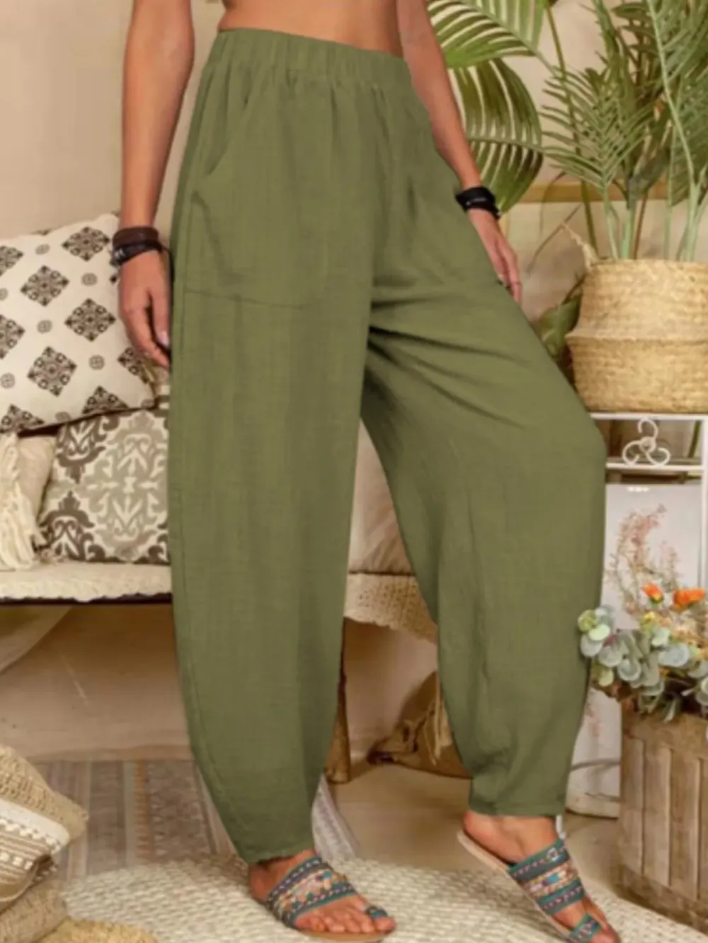 Women's Pure Color Casual Cotton Pants