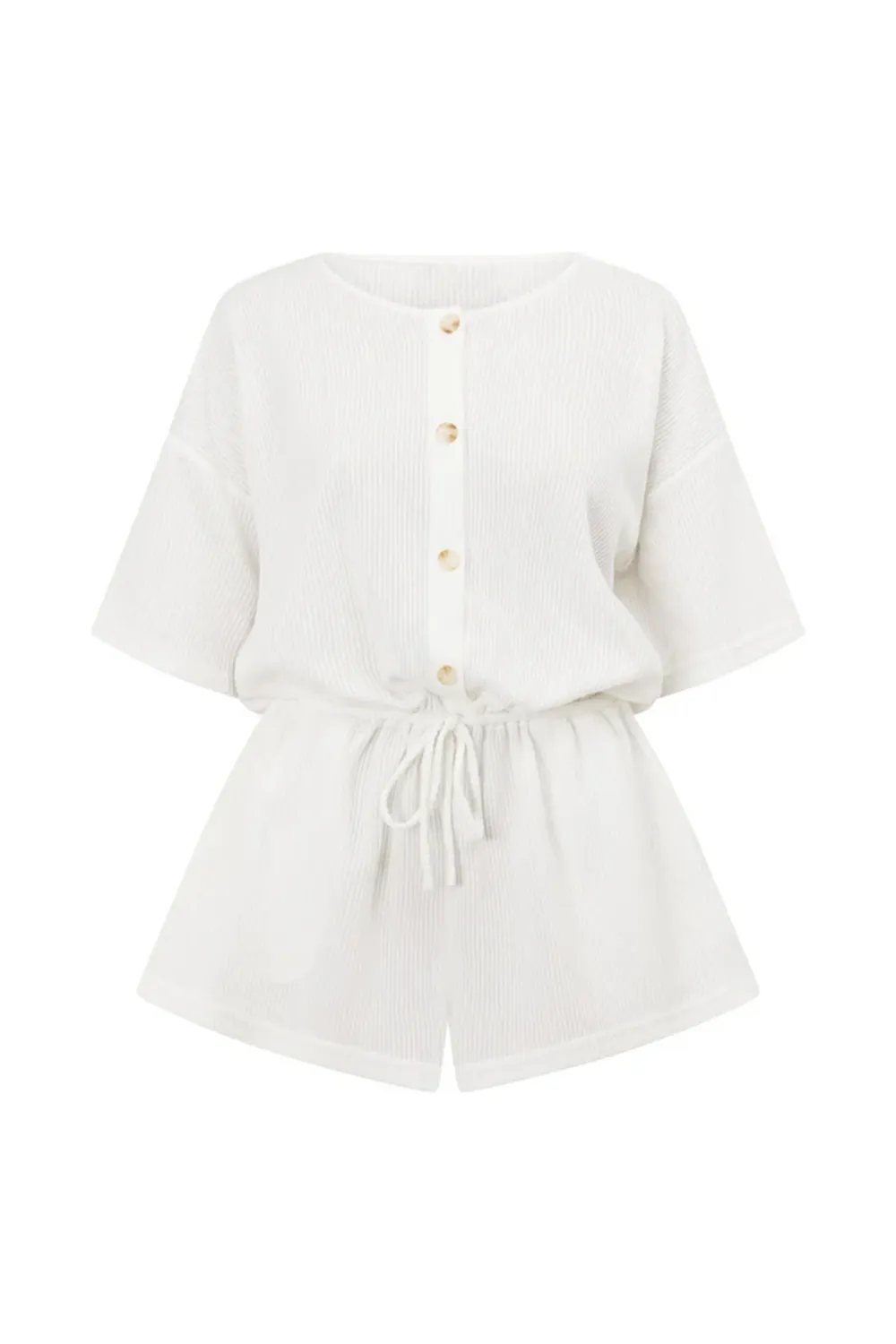 Loose Fit Button Up Short Romper