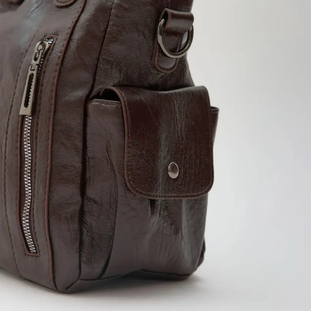Pocket Front Leather Crossbody Bag