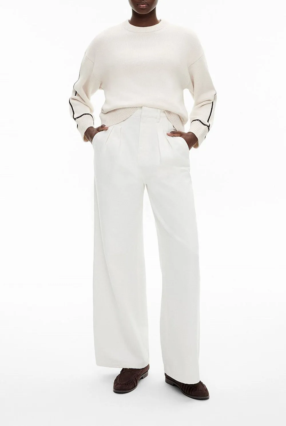 Ivory Ribbed Knit Sweater