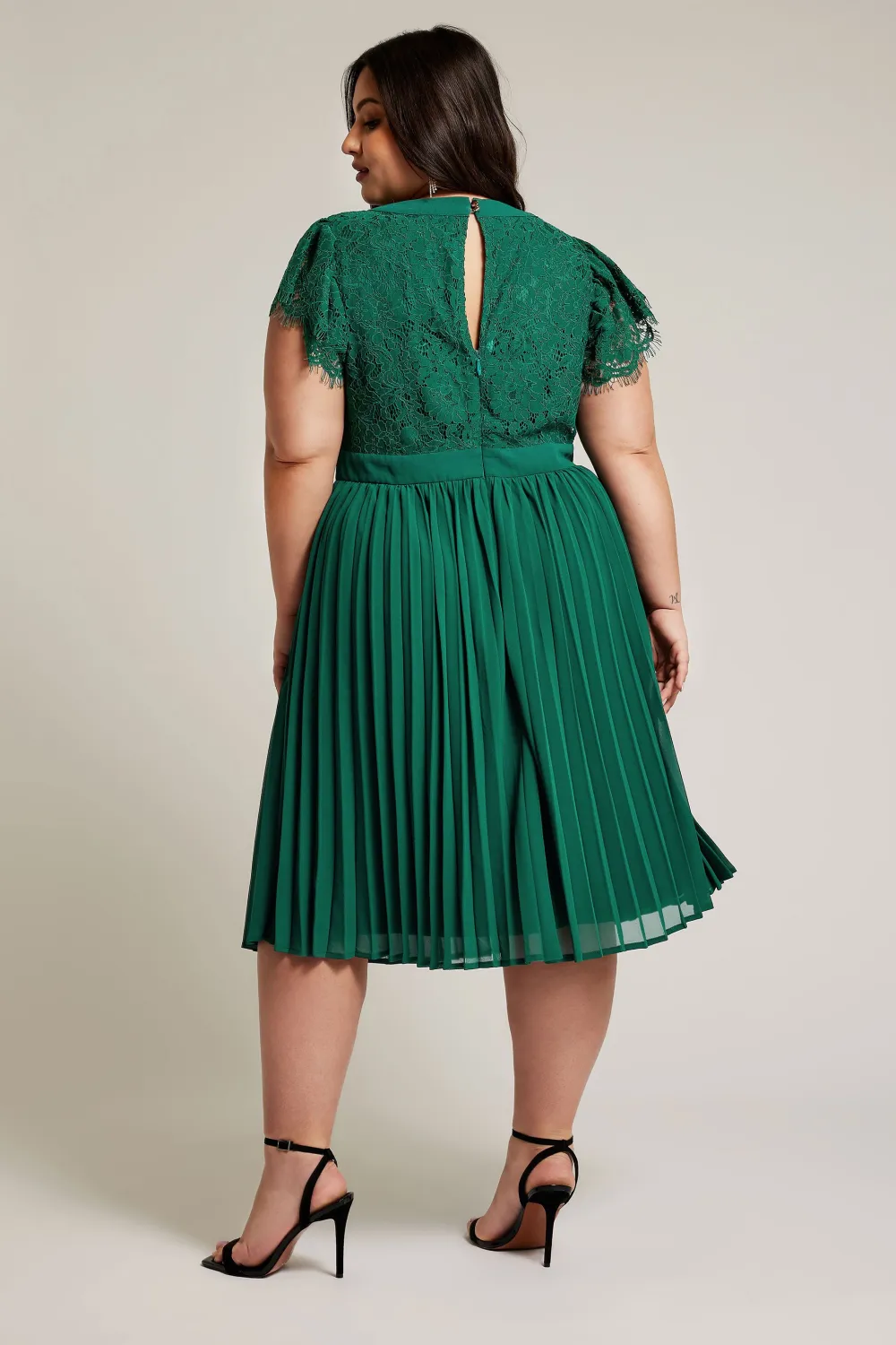 YOURS LONDON Curve Emerald Green Lace Wrap Midi Dress