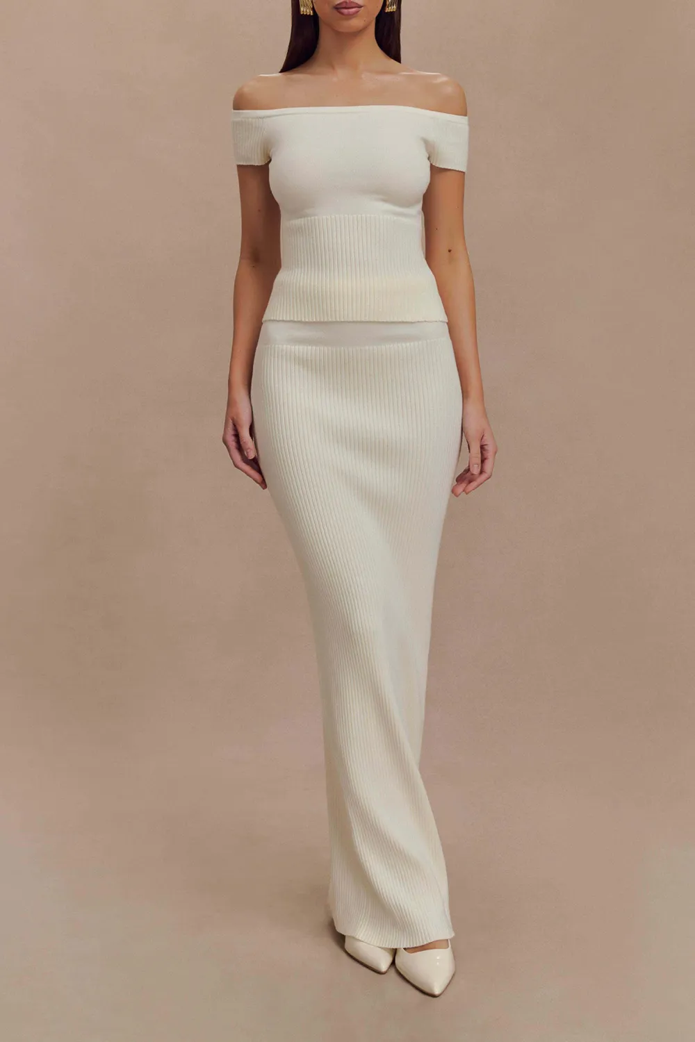 Ribbed Skinny Knit Maxi Skirt