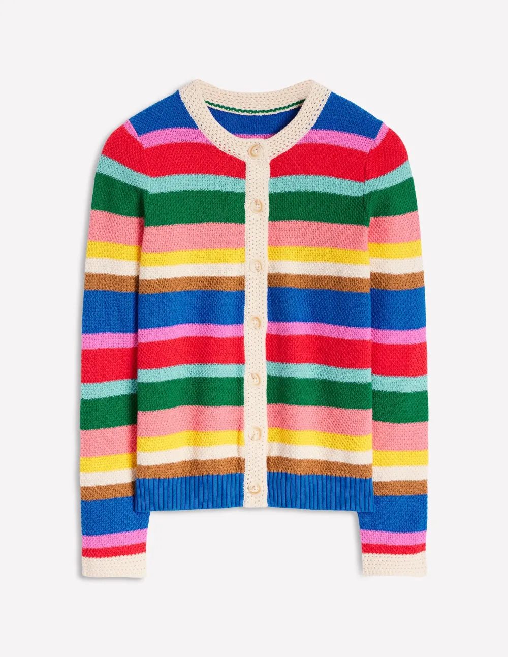 Bright Rainbow Stripe Large Trim Cardigan