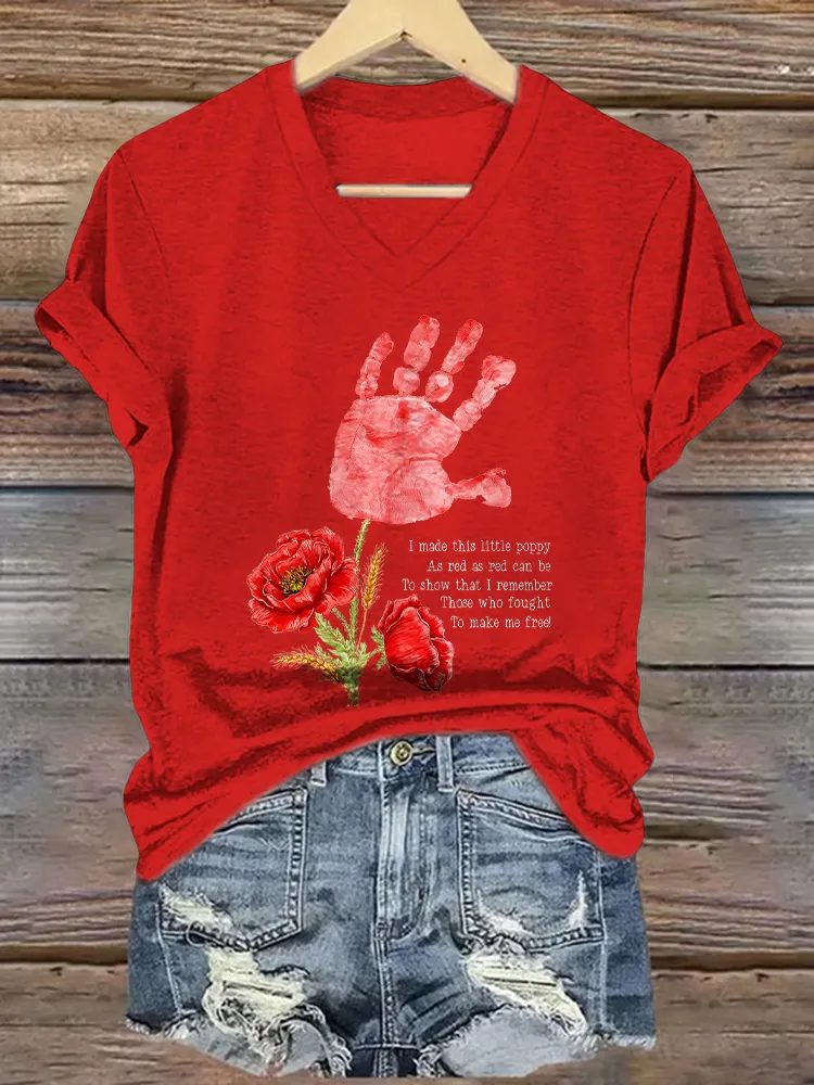 Women'S I Made This Little Poppy As Red As Red Can Be To Show That L Remember Those Who Fought To Make Me Free! T-Shirt