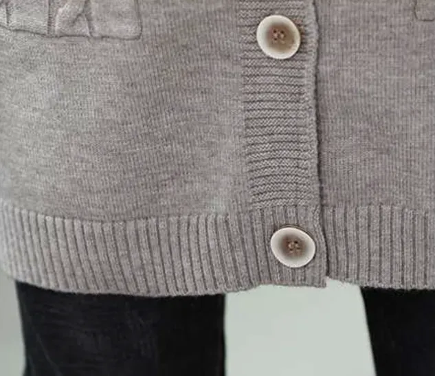 Plain Long Sleeve Casual Buckle Pockets Cardigan