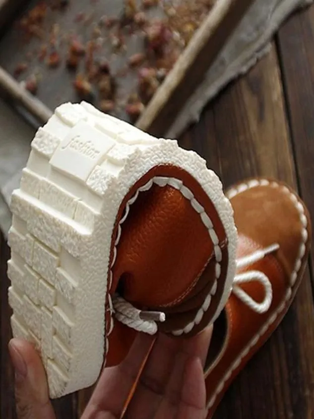 Women's Casual Vintage Round Toe Flats All Season Shoes