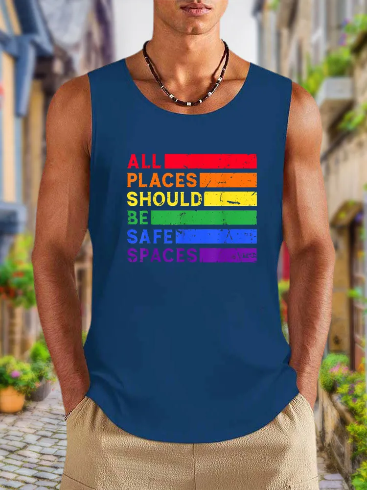Men'S Vests All Places Should Be Safe Spaces Gay Ally LGBTQ Pride Month