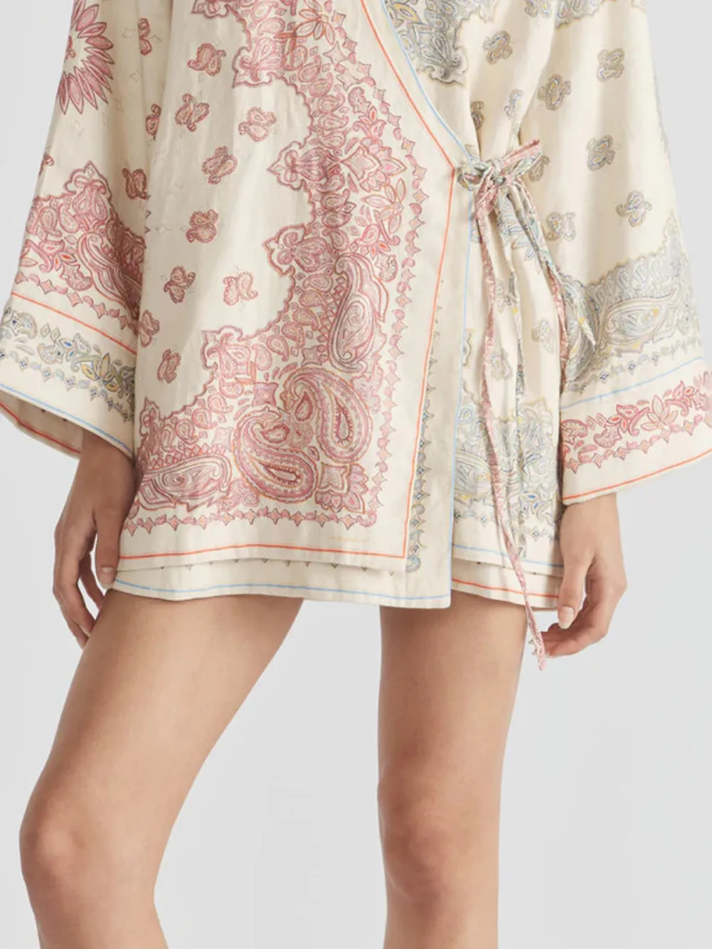 Casual Style Multi Long Sleeve Mini Robe