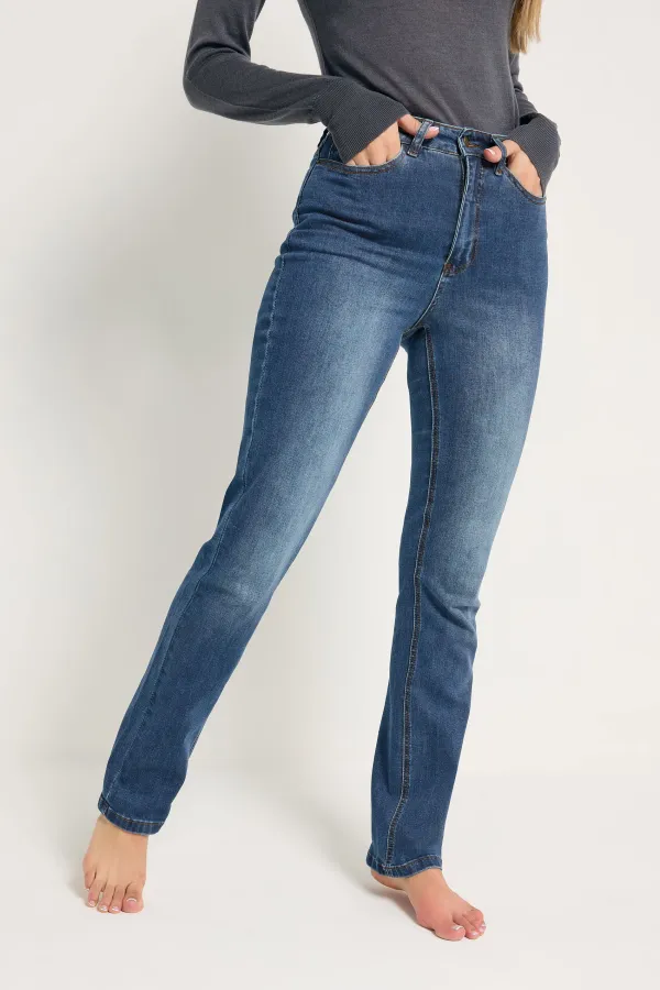 Button Straight Leg Casual Jeans