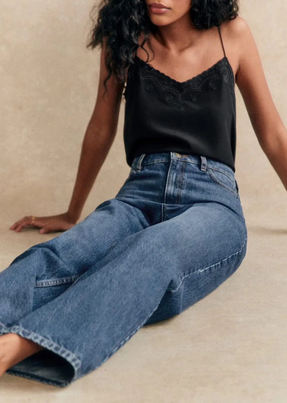 Lace Cutout Spaghetti Strap Top