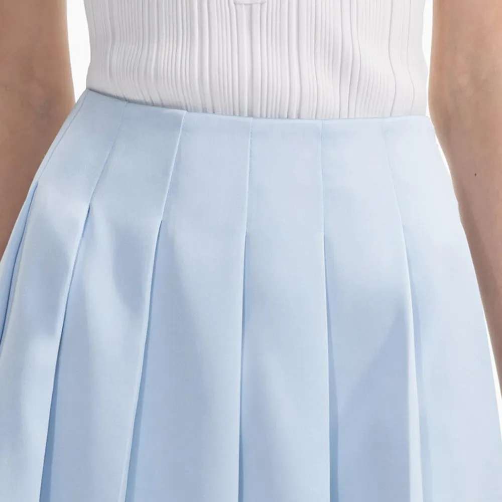 Blue Satin Midi Skirt