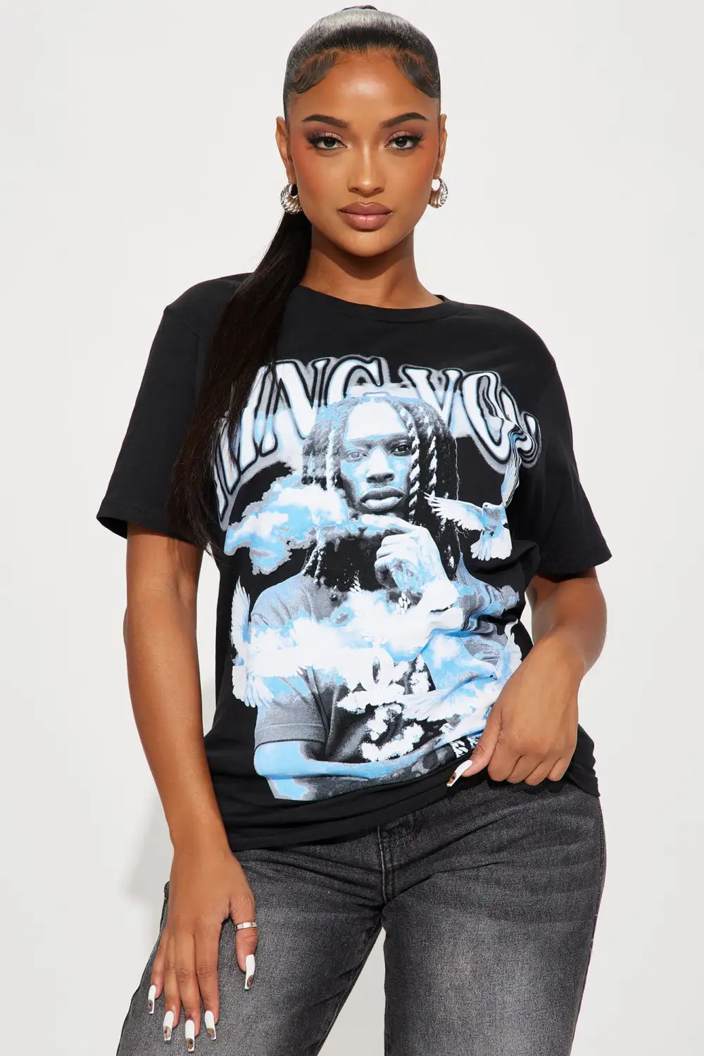 King Von Doves Graphic Tee - Black