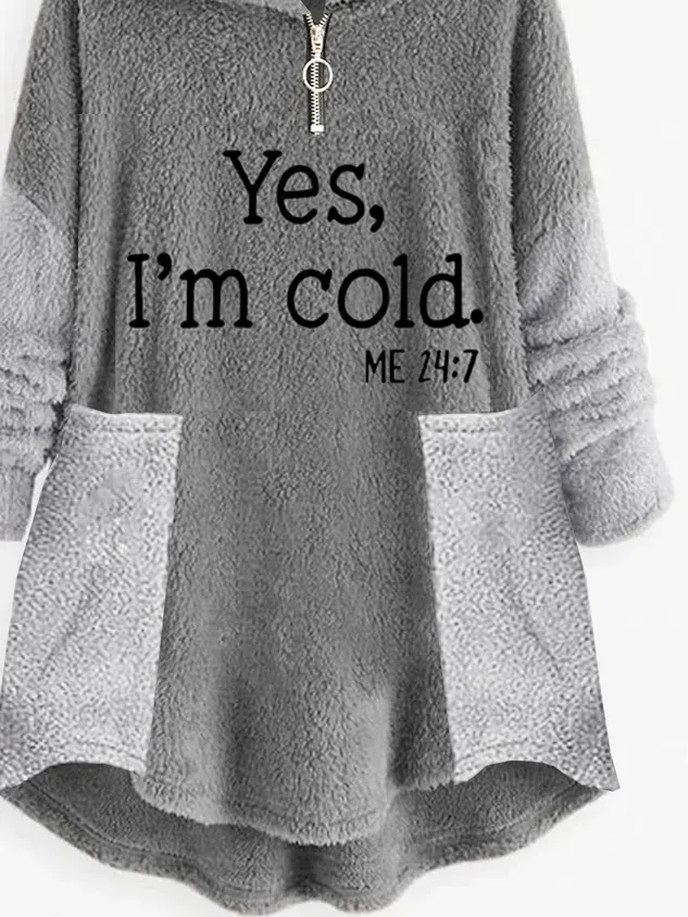 Pocket Stitching Letter Pattern Casual Hoodie