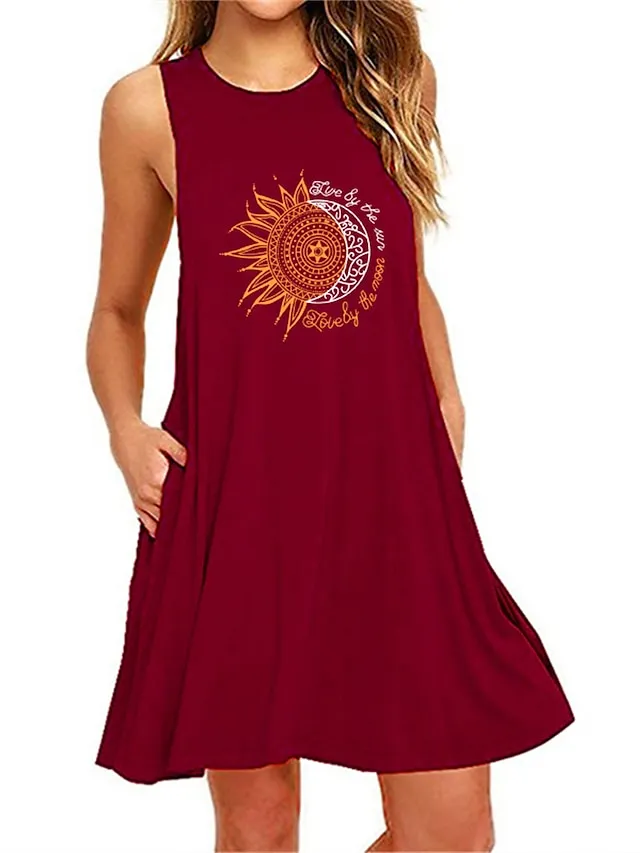 Women's Plus Size Loungewear Nightgown Nightshirt Dress Flower Basic Casual Comfort Home Daily Vacation Cotton Breathable Crew Neck Sleeveless Pocket Summer Spring Black White