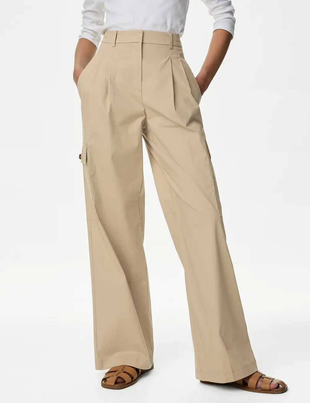 Cotton High Waisted Trousers