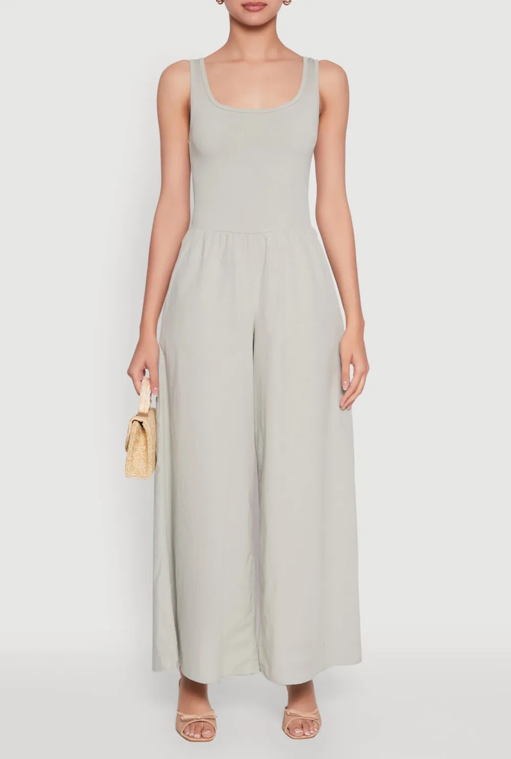 Solid Color Wide Leg Jumpsuit