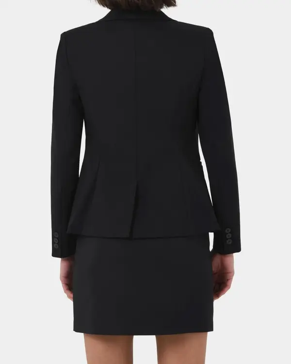 Peak Lapel Collar Suit Jacket -Black