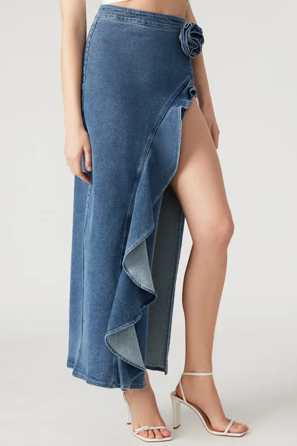 SLIGHT STRETCH DENIM SKIRT
