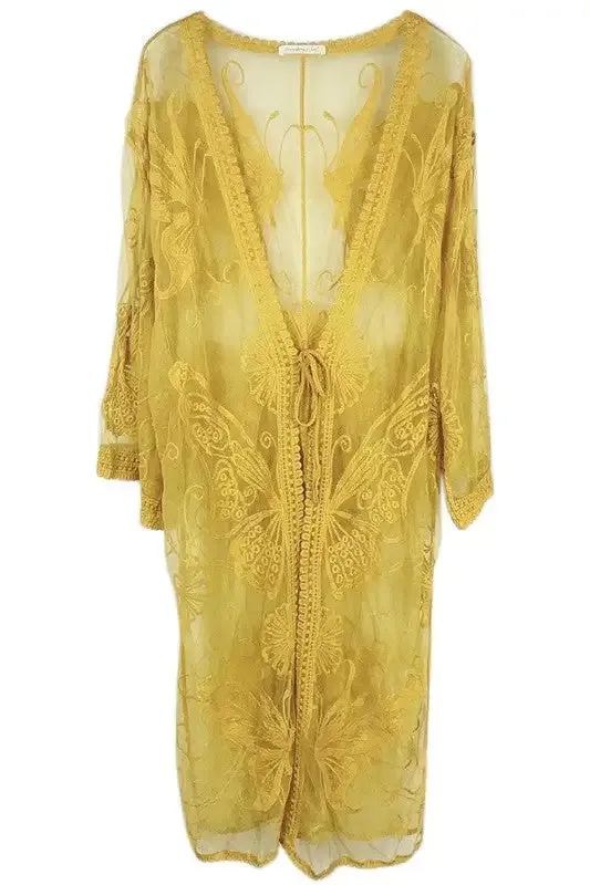 Butterfly Pattern Lace Kimono  choice of colors