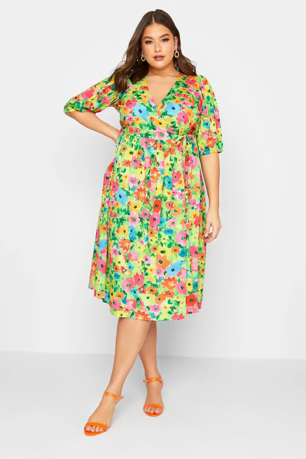 YOURS Curve Green Floral Midaxi Dress