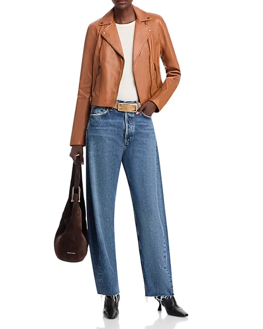 Long Sleeves Leather Moto Jacket