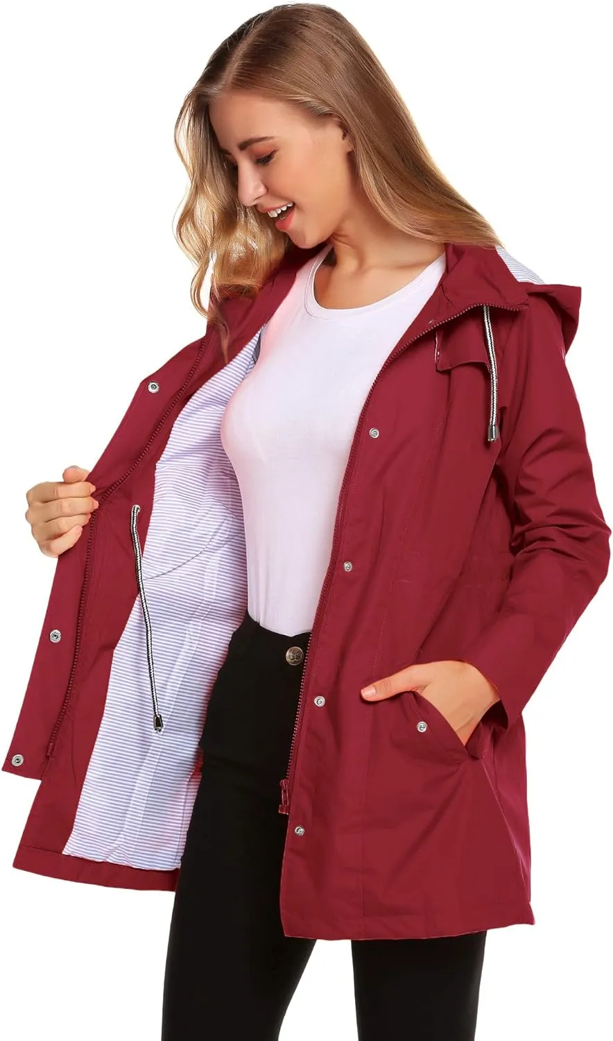 Womens Lightweight Hooded Waterproof Active Outdoor Rain Jacket S-XXL