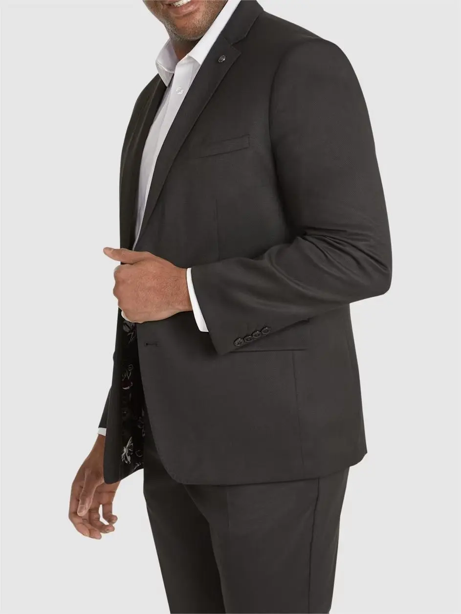 BLACK TEXTURED STRETCH SUIT JACKET