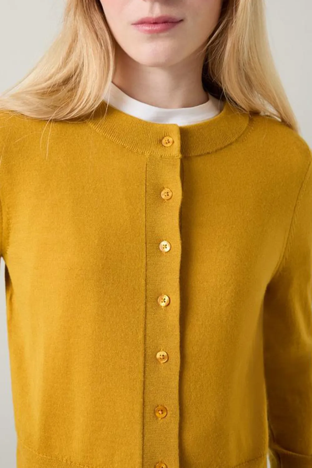 Mustard Yellow Cropped Button Down Knit Cardigan