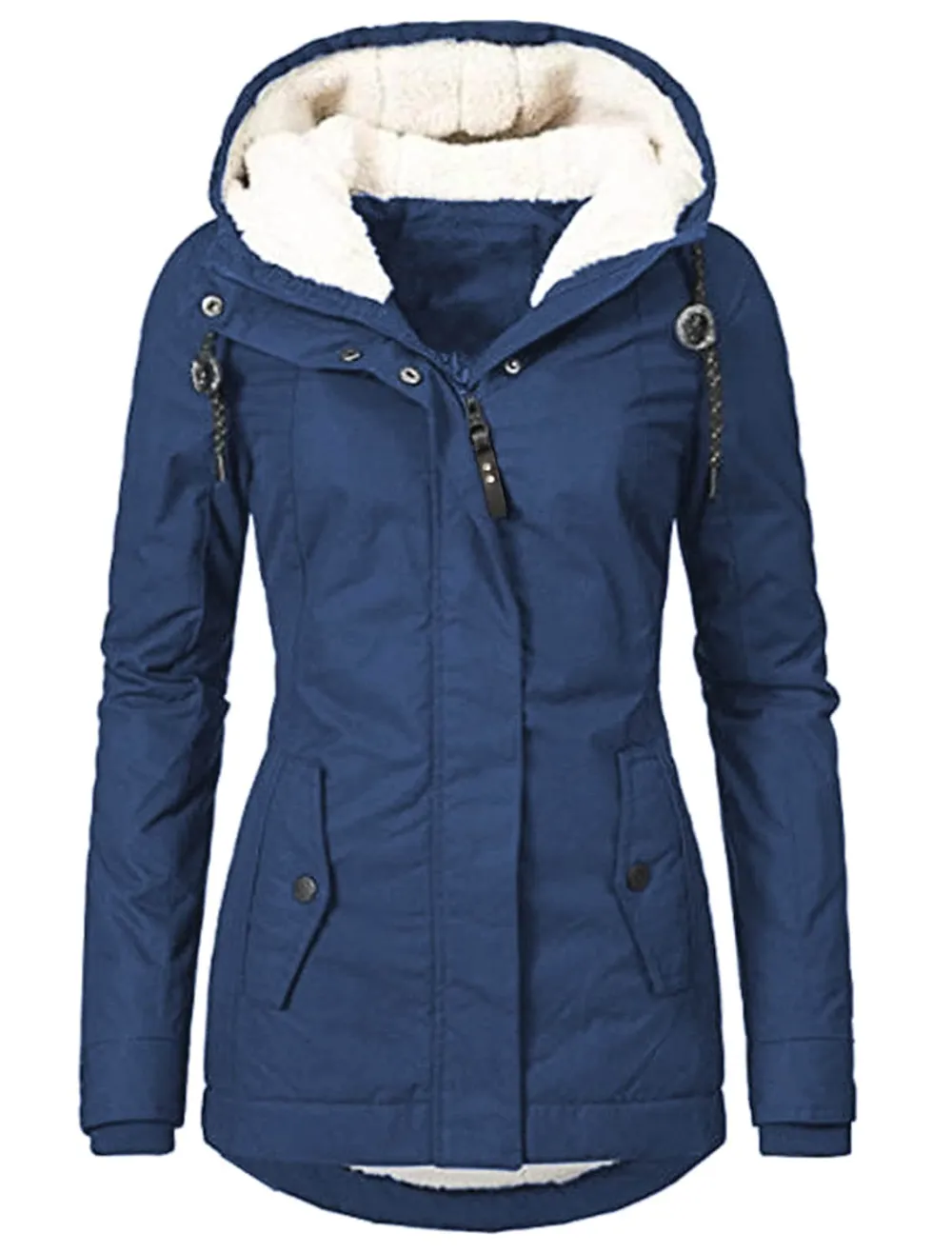 Women's waterproof parka fleece jacket