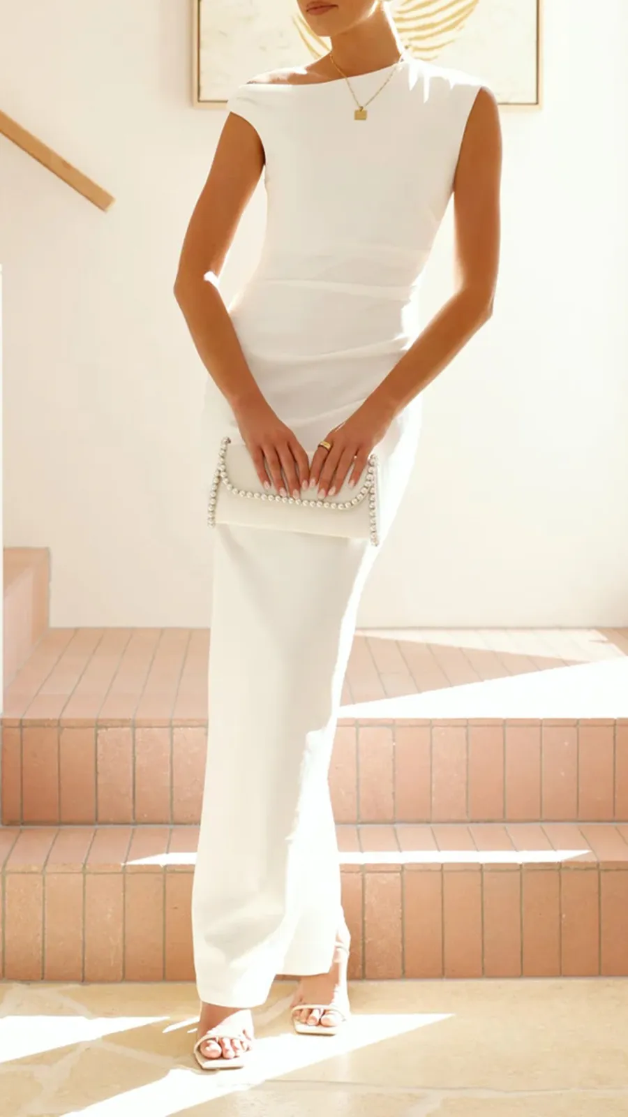 High Asymmetrical Neckline Dress